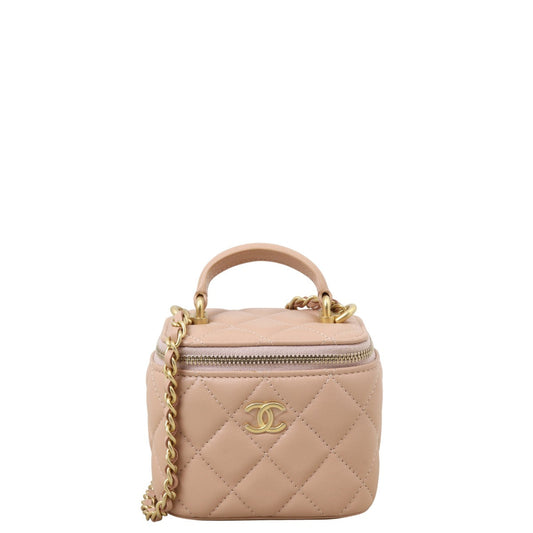 Chanel Top Handle Vanity Case Bag Quilted Mini Crossbody Bag