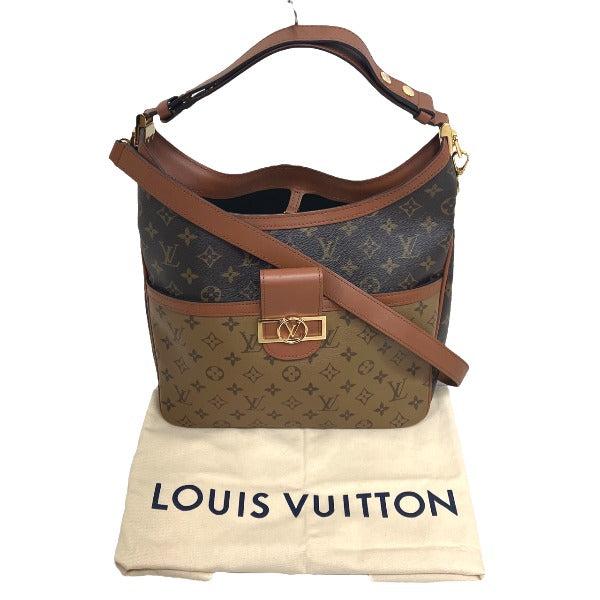 Louis Vuitton M45195 reverse Dauphine MM Monogram Canvas Brown Shoulder Bag