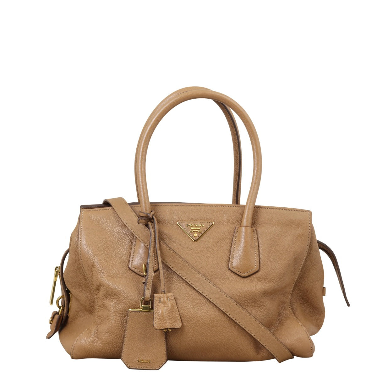 Prada Tote Bag Grain Two Way Tote Vitello Brown Shoulder Bag