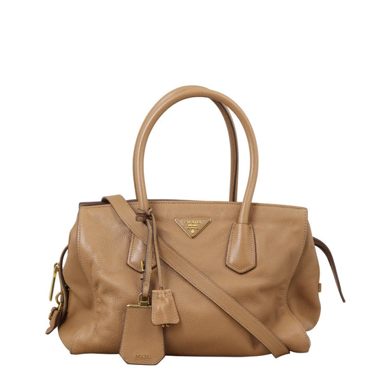 Prada Tote Bag Grain Two Way Tote Vitello Brown Shoulder Bag