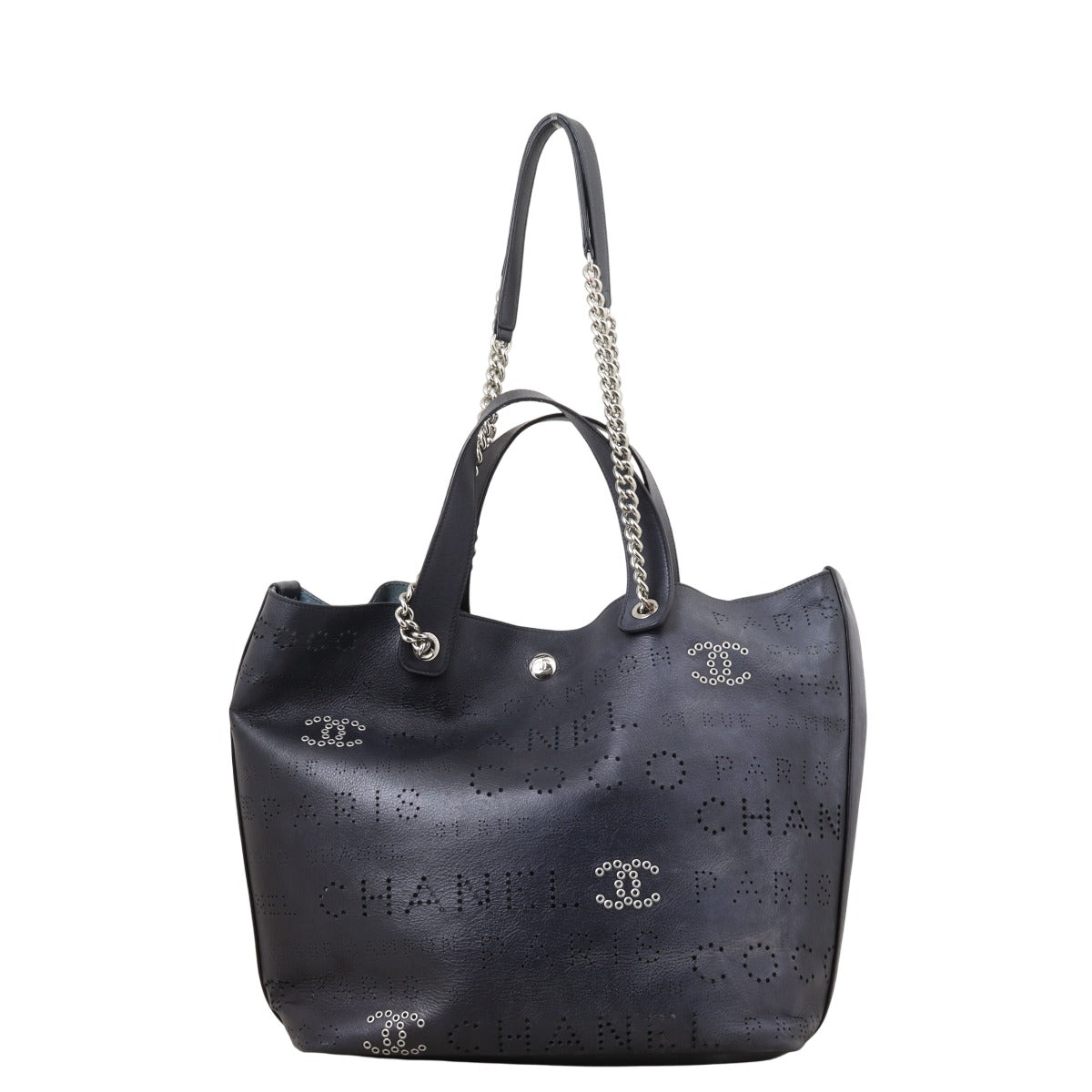 Chanel Eyelet Shopping Tote Black Tote Bag