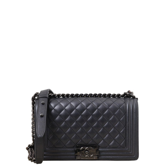 Chanel Boy Old Handbag Quilted Black Crossbody Bag Medium 03032025