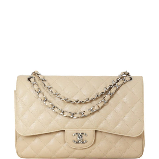 Chanel Classic Double Jumbo Caviar Handbag Quilted Flap Crossbody Bag