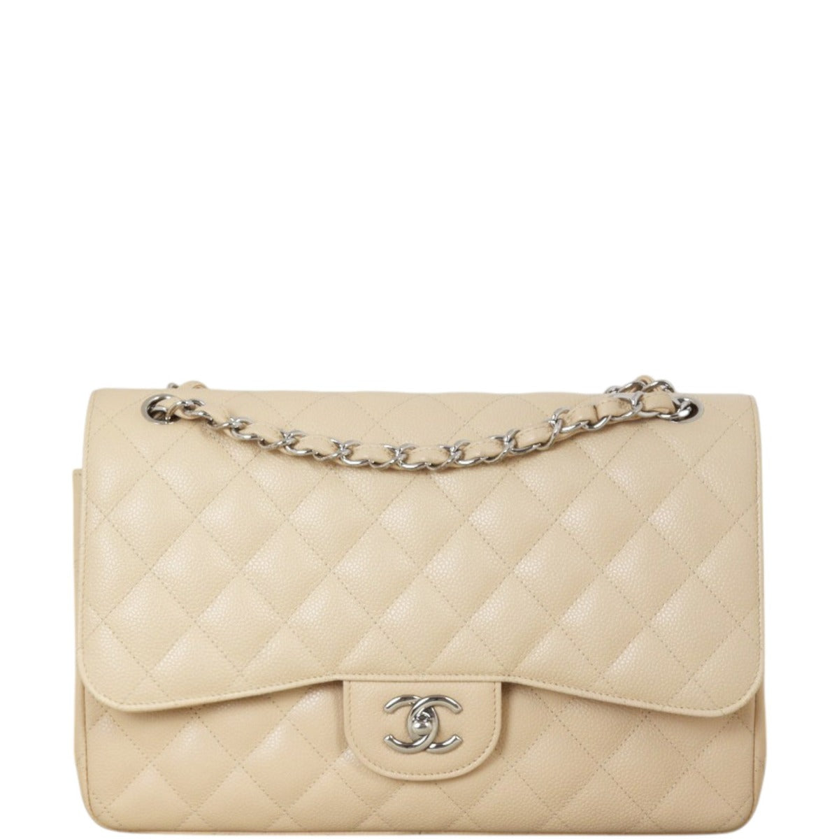 Chanel Classic Double Jumbo Caviar Handbag Quilted Flap Crossbody Bag