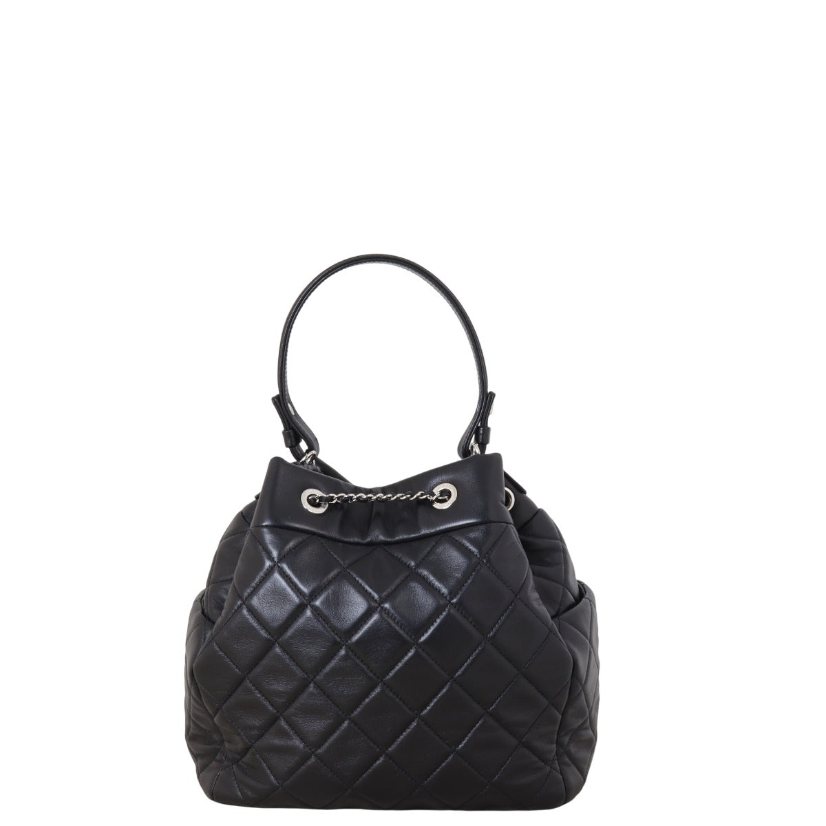 Chanel CC Drawstring Bag Quilted Black Jewelry