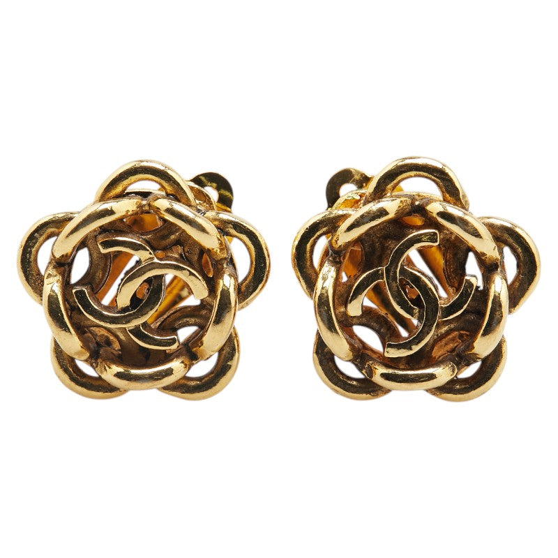 Coco Mark Flower Earrings Jewelry Motif Gold
