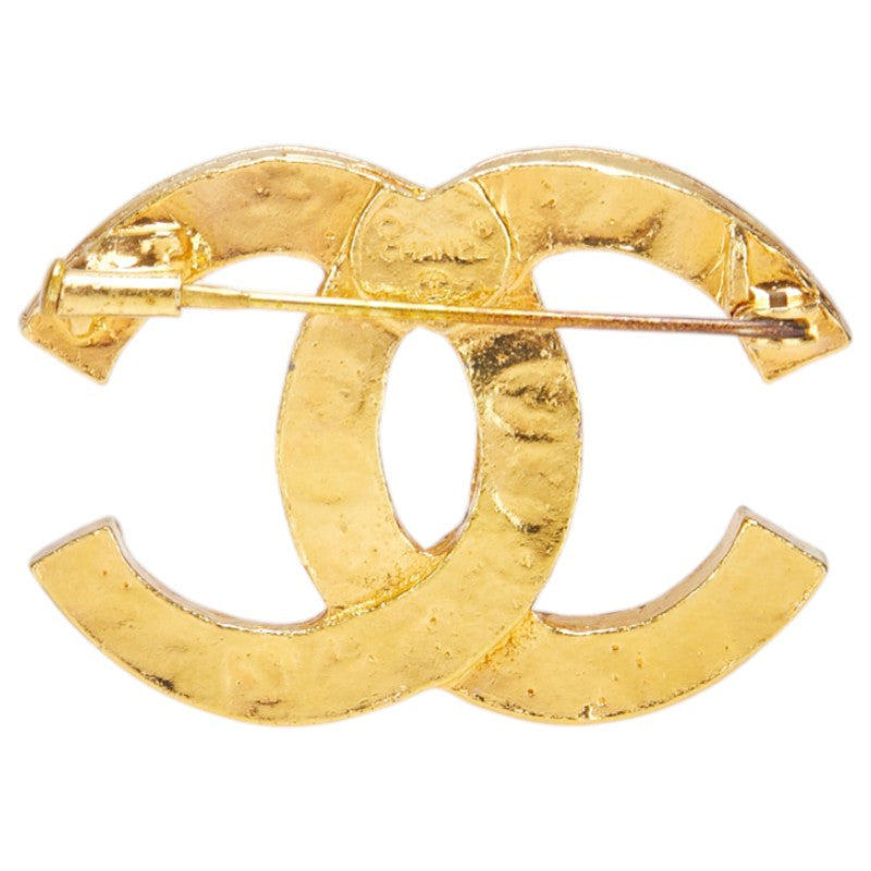 Coco Mark Rhinestone Brooch Gold