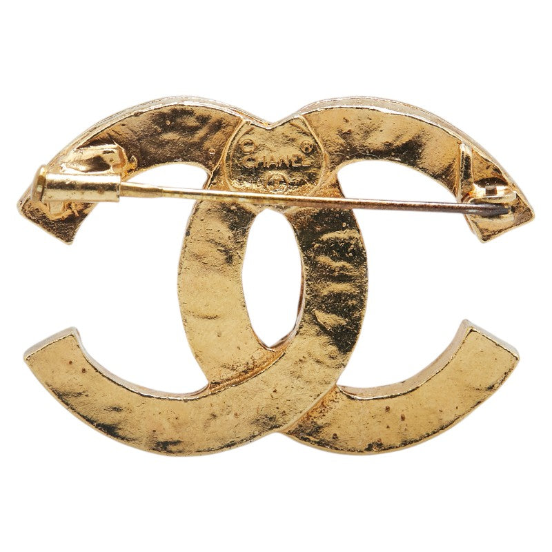 Coco Mark Rhinestone Brooch Gold