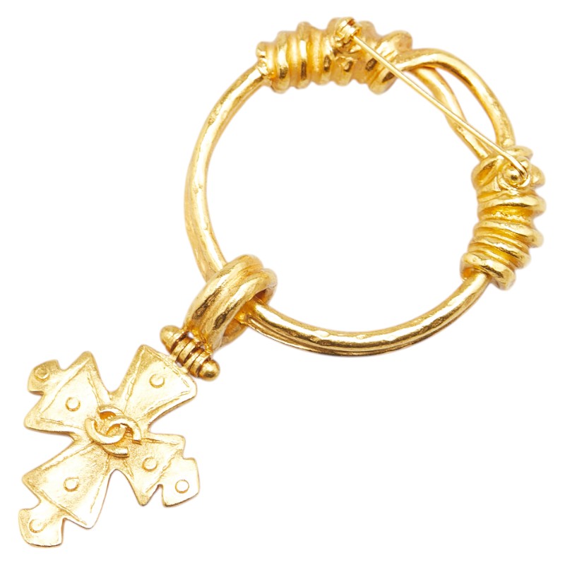 Chanel Gold Plated Coco Mark Cross Brooch