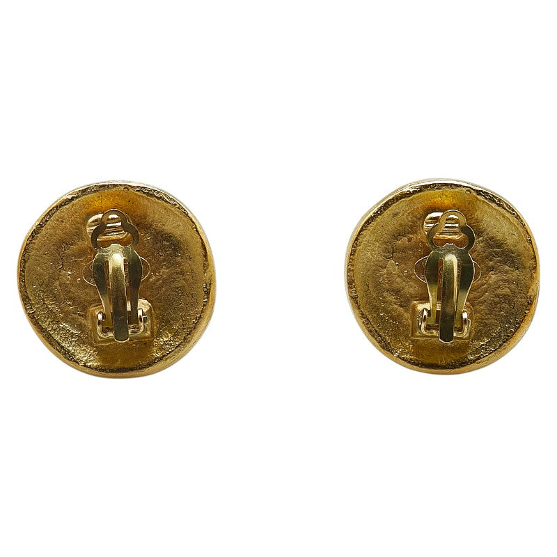 Chanel Gold Plated Coco Mark Round Earrings Jewelry