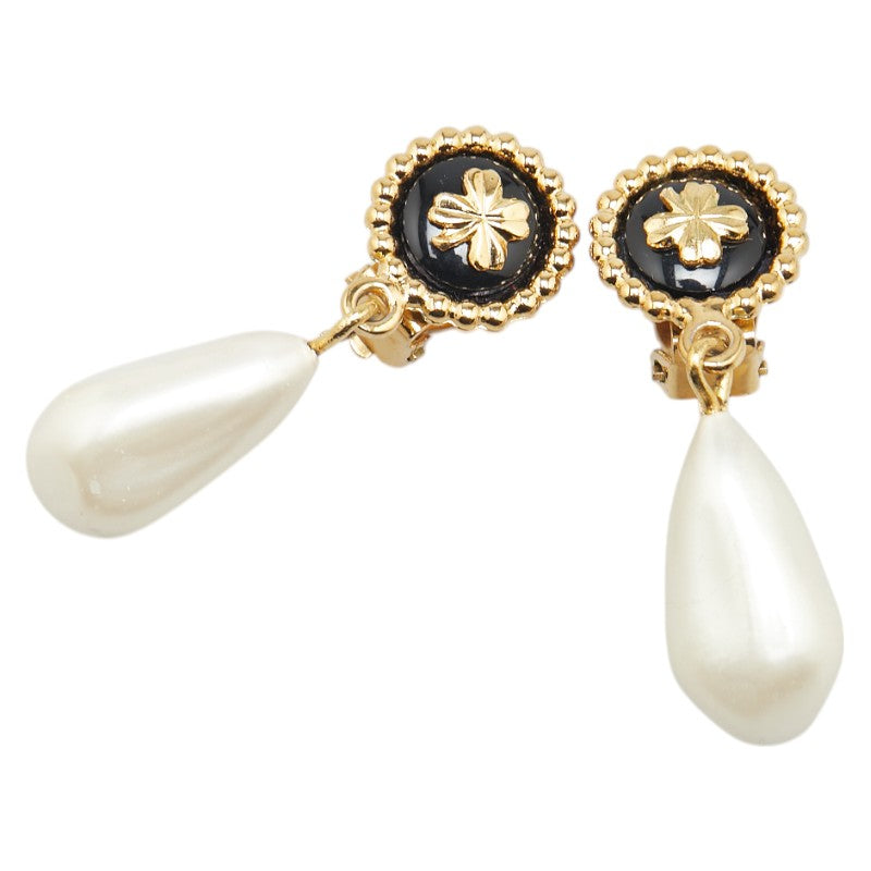 Chanel Round Clover Faux Pearl Earrings Jewelry