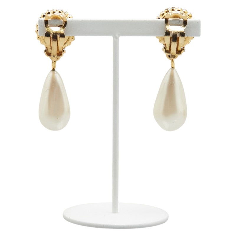 Chanel Round Clover Faux Pearl Earrings Jewelry