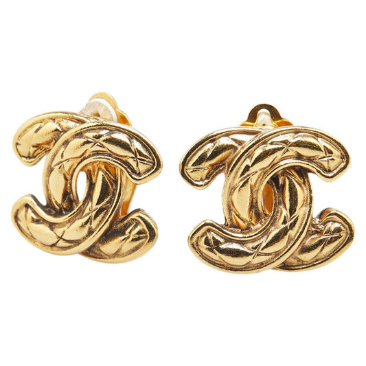 Coco Mark Matelasse Earrings Jewelry Plated Clip