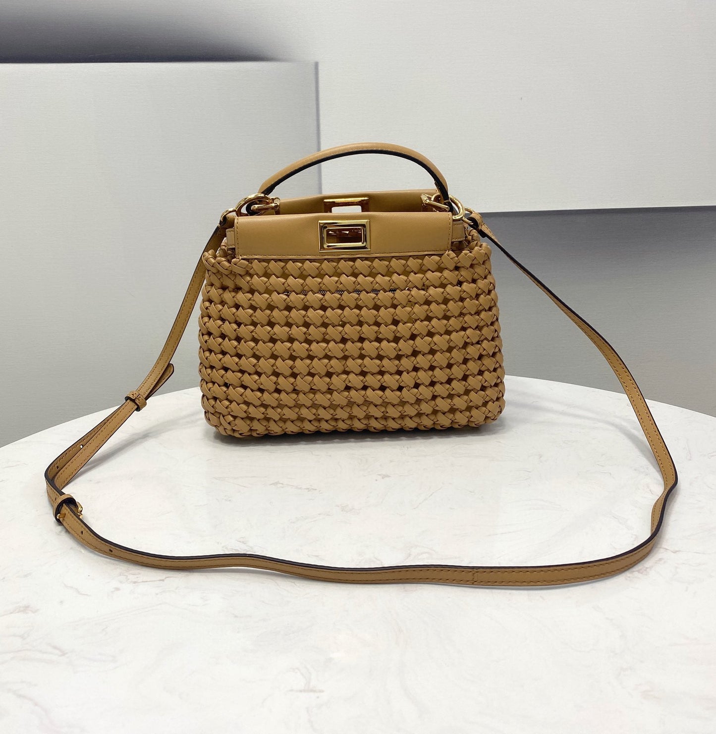 Light Braided Brown Mini Travel Bag