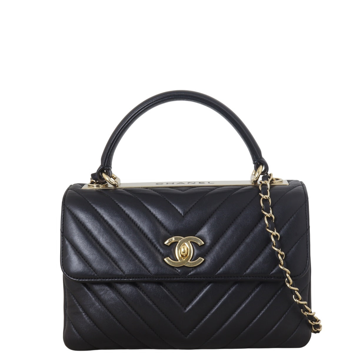 Chanel CC Trendy Chevron Handbag Quilted Black Crossbody Bag