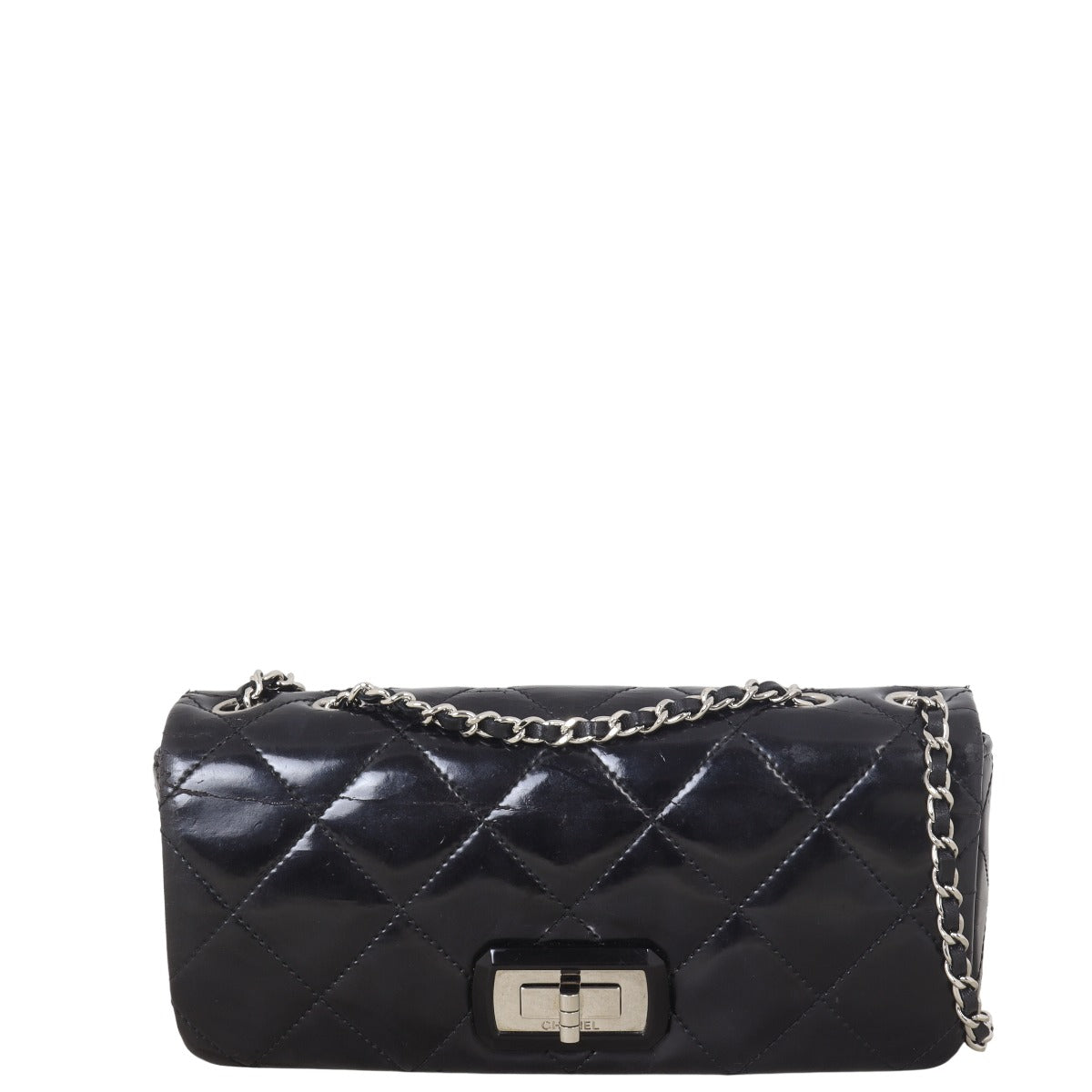 Chanel 2.55 Reissue East West Bag Patent Quilted Black Crossbody Bag