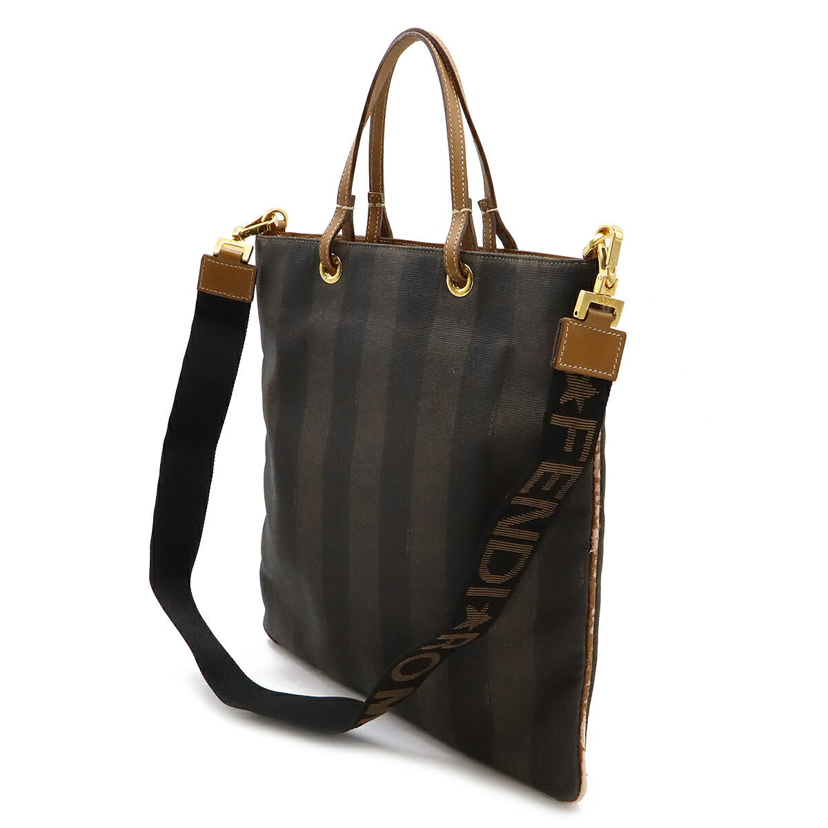 Fendi Pvc Pequin 2Way Handbag Leather Travel Bag