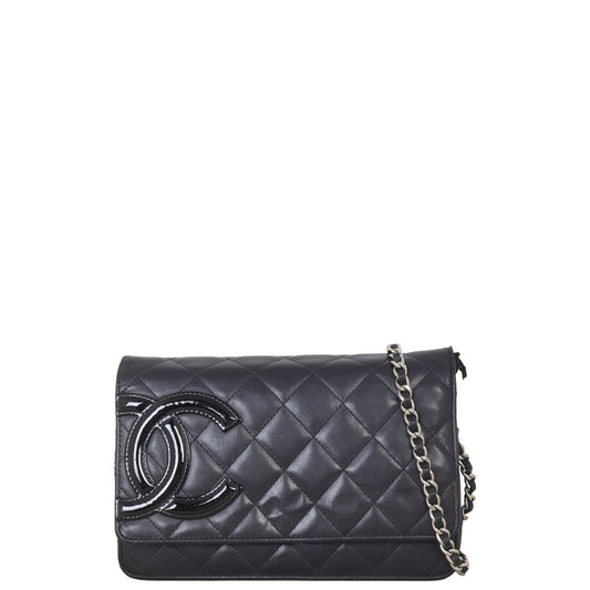 Chanel Ligne Cambon Wallet on Handbag Quilted Black Crossbody Bag