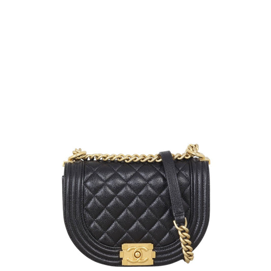 Chanel Boy Messenger Quilted Black Crossbody Bag