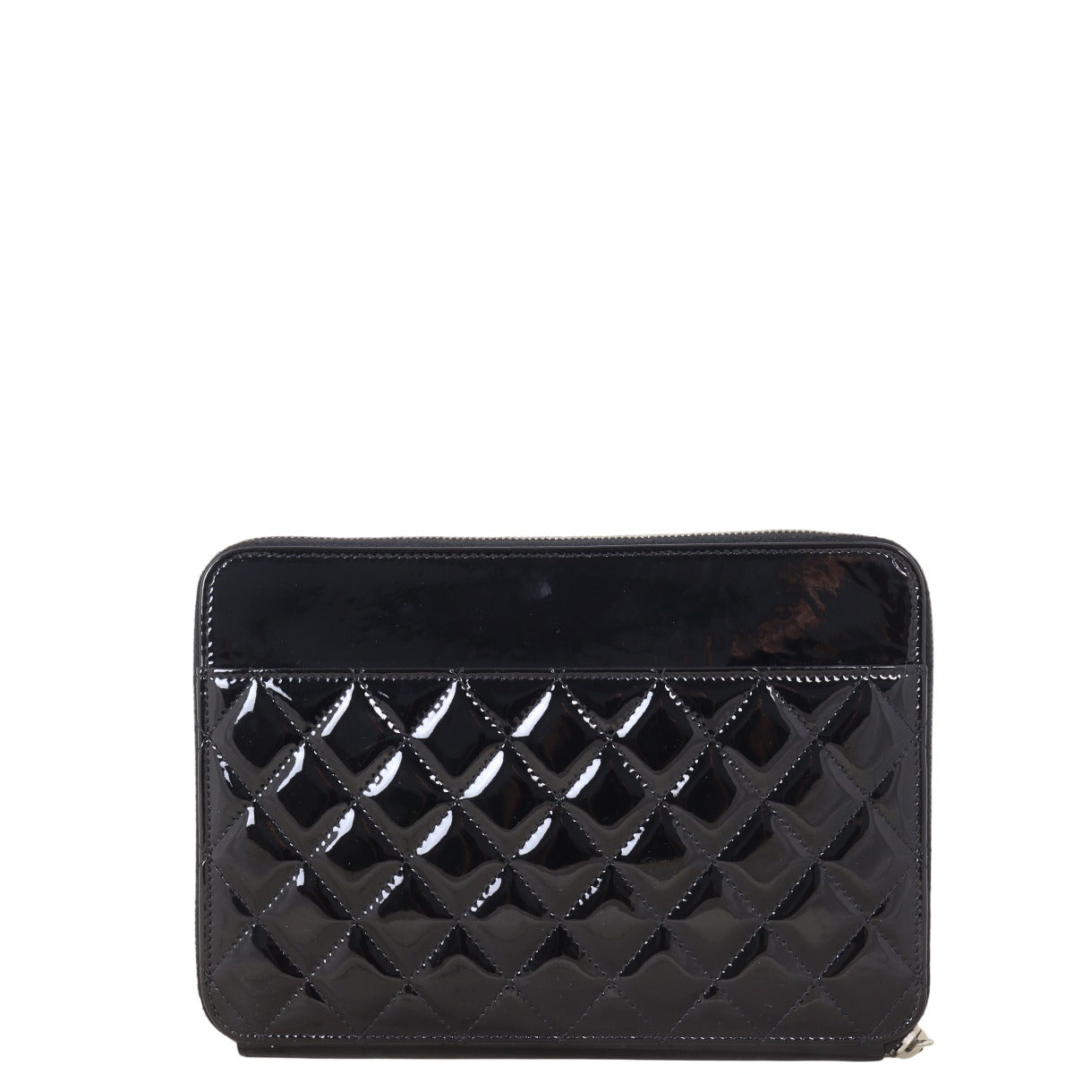 Chanel Zip Around Travel Organiser Patent Handbag Quilted Black Travel Bag