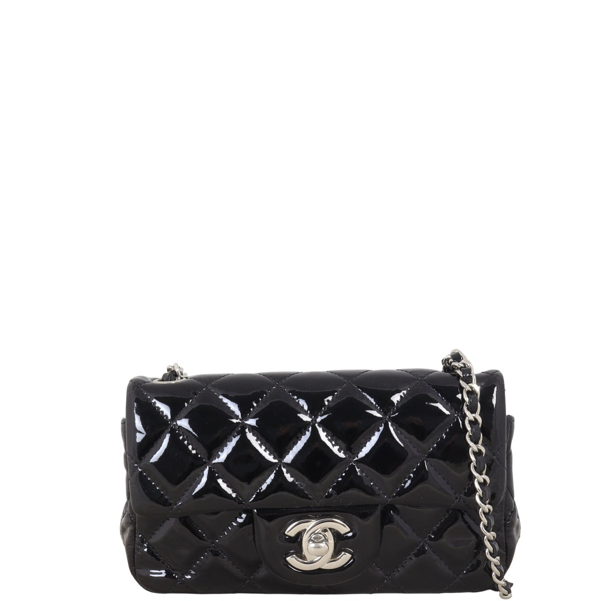 Chanel Classic Flap Extra Rectangular Bag Patent Black Mini Bag