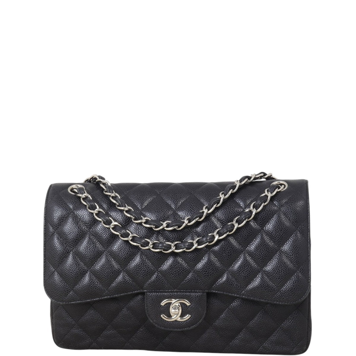 Chanel Classic Double Jumbo Caviar Handbag Black Flap Crossbody Bag