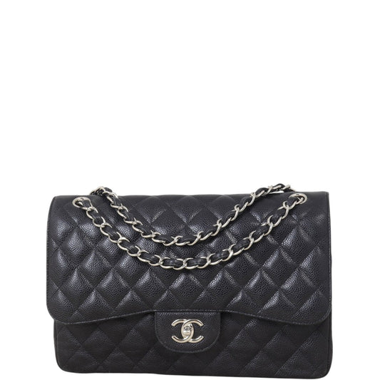 Chanel Classic Double Jumbo Caviar Handbag Black Flap Crossbody Bag