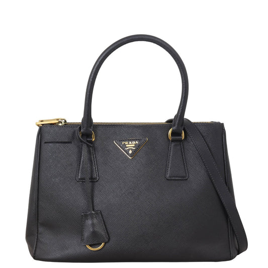 Prada Tote Bag Lux Galleria Double Tote 3 Saffiano Black Small Shoulder Bag