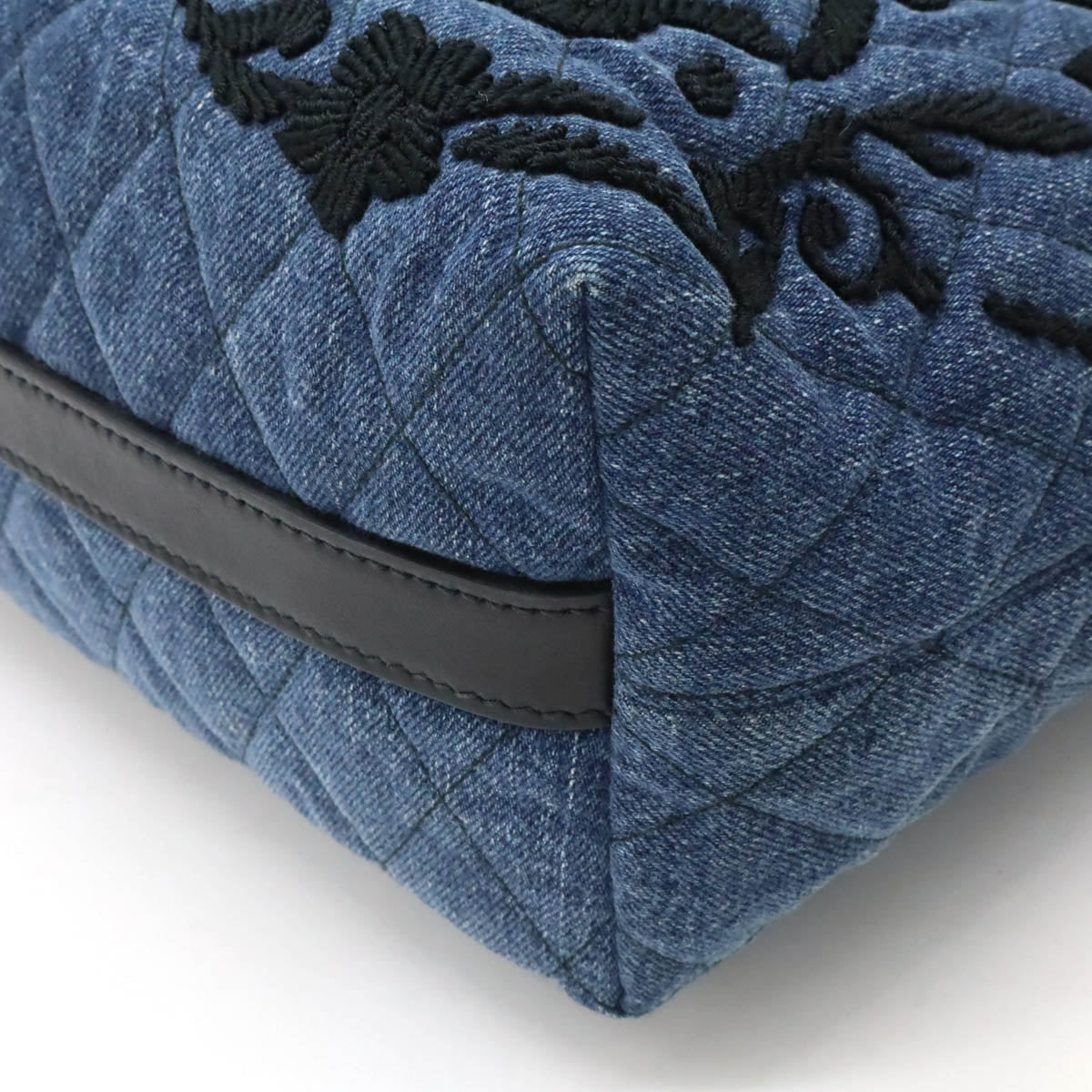 Prada Corsaire 2Way Handbag Leather Denim Travel Bag