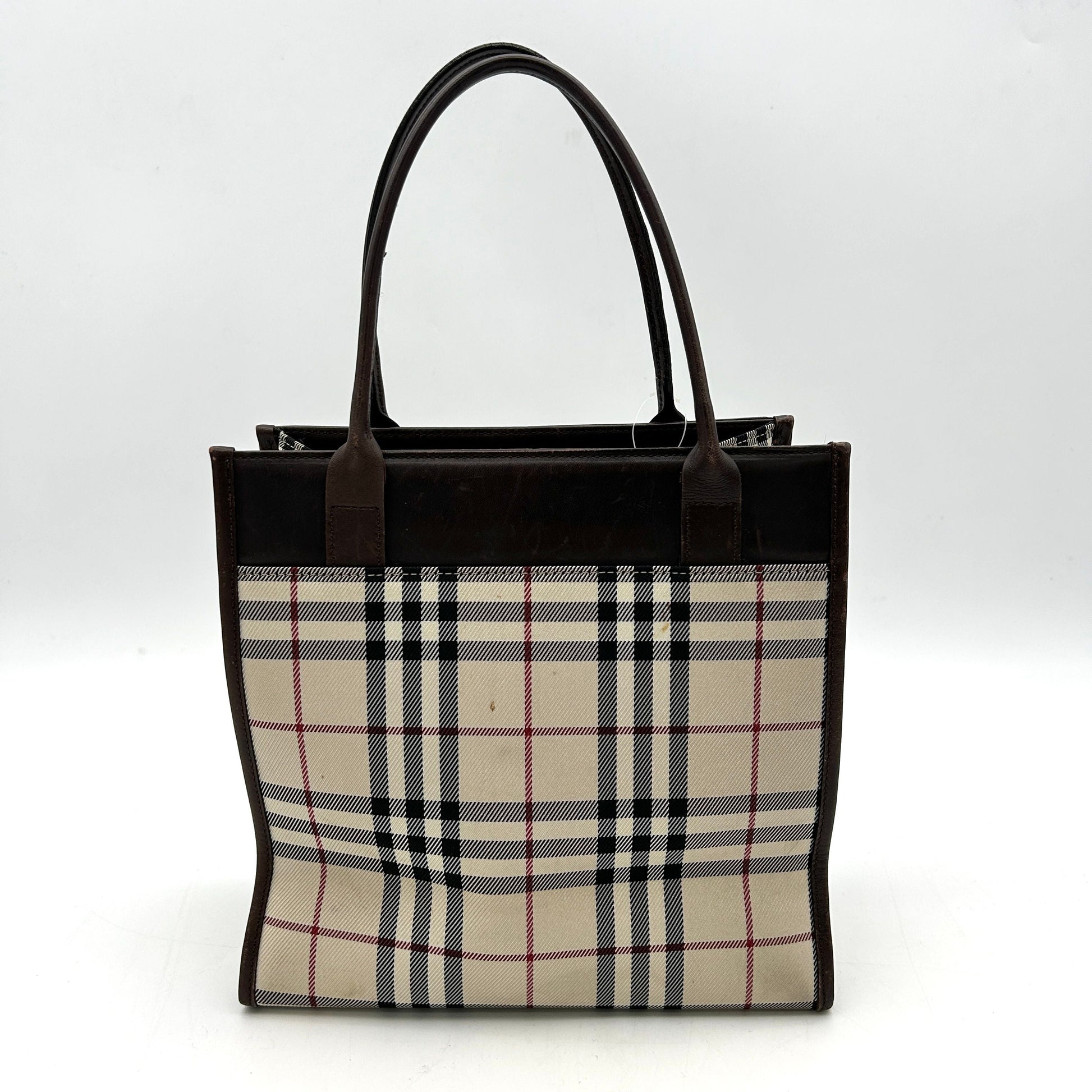 Burberry Luxury Trimmed Pvc Handle Bag Neutrals Handle Bags Leather Travel Bag