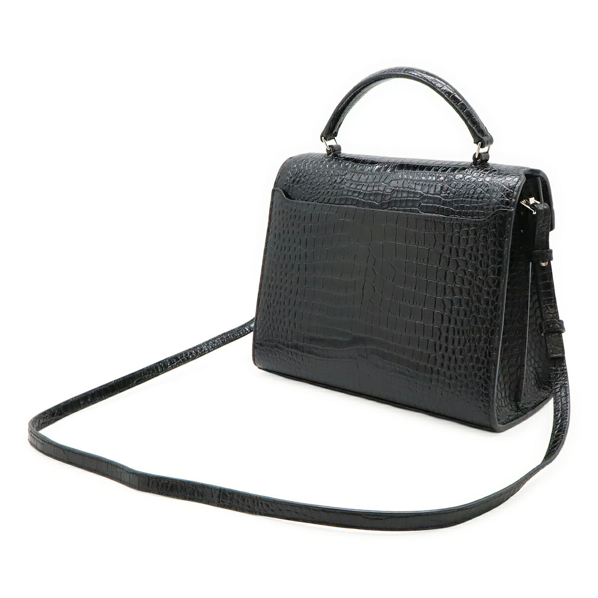 YSL Saint Laurent Paris Cassandra Croc 2Way Bag Leather Embossed Travel Bag
