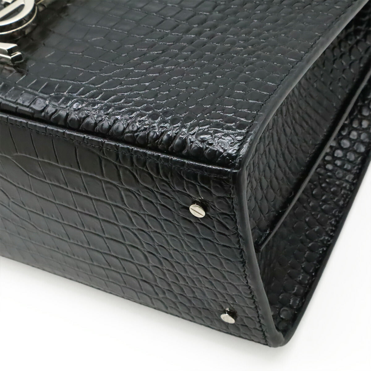YSL Saint Laurent Paris Cassandra Croc 2Way Bag Leather Embossed Travel Bag
