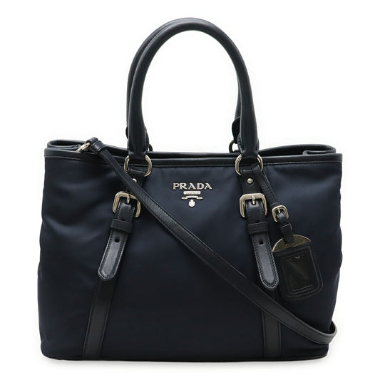 Prada 2Way Handbag Leather Nylon Travel Bag Leather 2Way Handbag