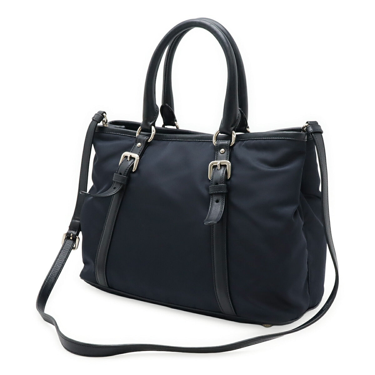 Prada 2Way Handbag Leather Nylon Travel Bag Leather 2Way Handbag