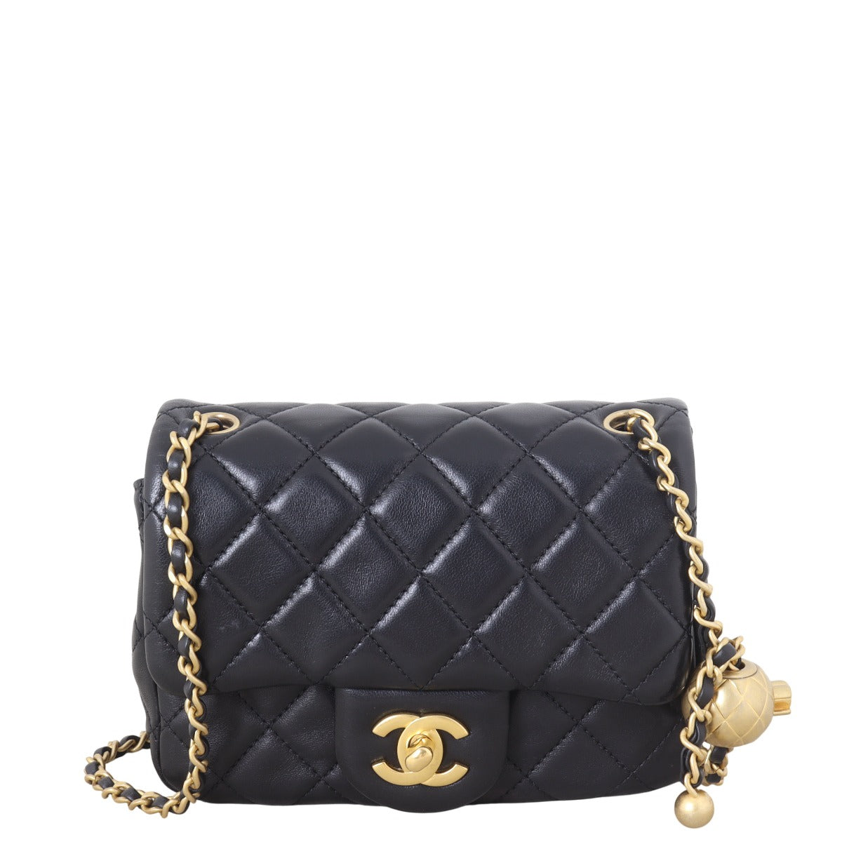 Chanel Pearl Crush Square Flap Bag Quilted Black Shoulder Bag