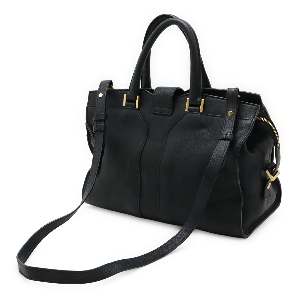 YSL Saint Laurent Yves Line 2Way Handbag Leather Travel Bag