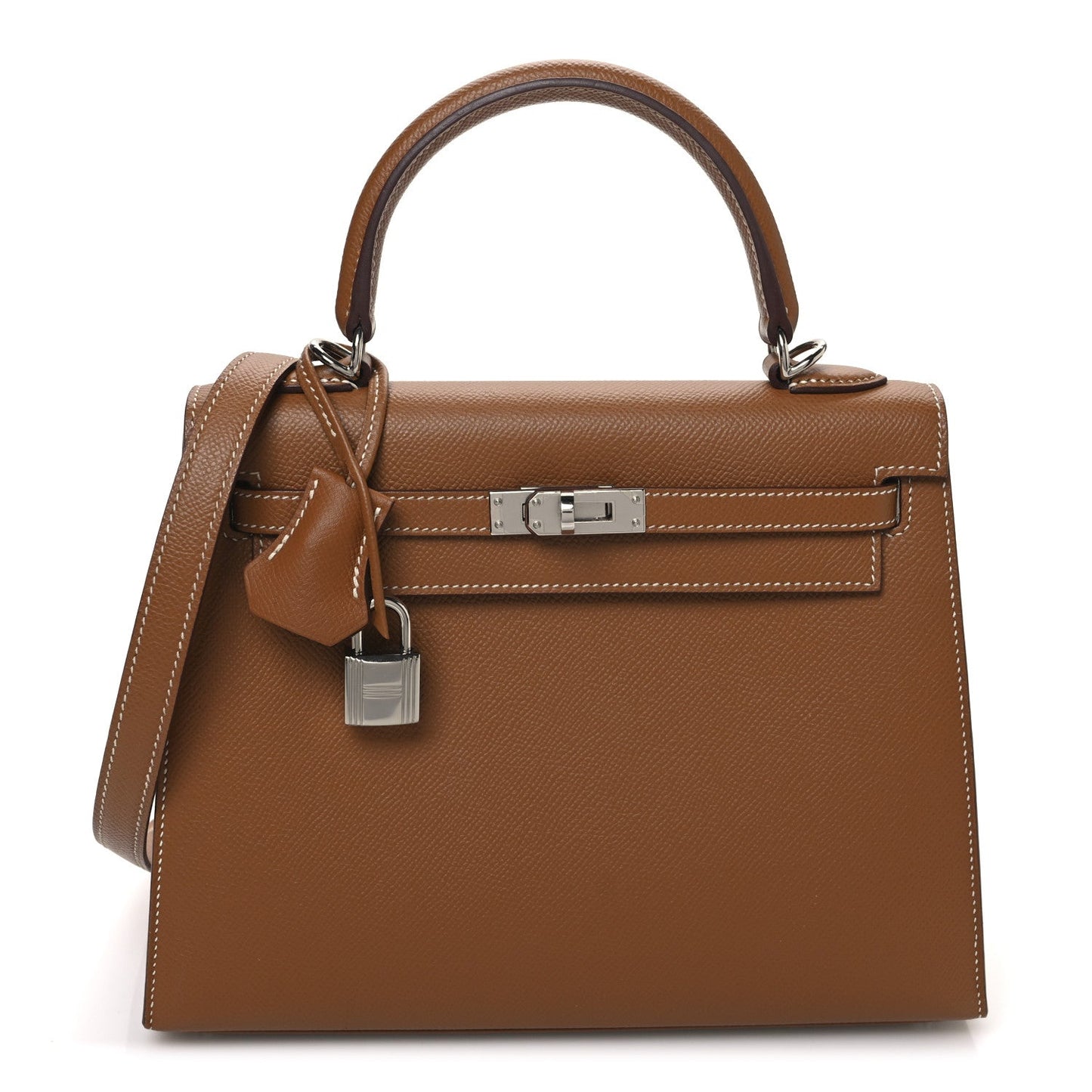 Hermes Epsom Kelly Sellier Handbag Gold Travel Bag 25 Gold 1737965