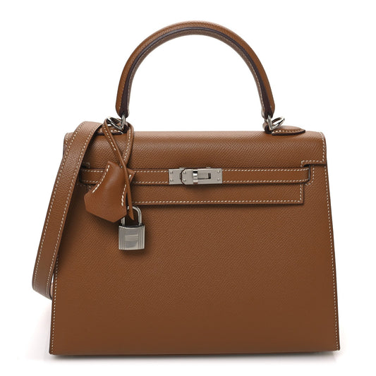 Hermes Epsom Kelly Sellier Handbag Gold Travel Bag 25 Gold 1737965