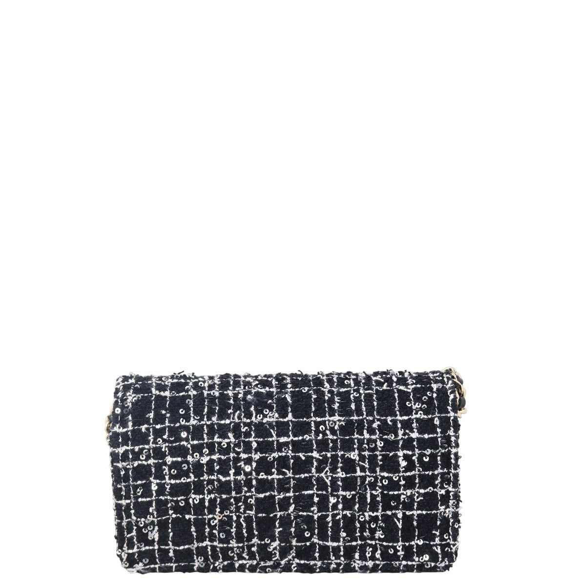 Chanel Classic Wallet on Tweed Handbag Black Chain Crossbody Bag