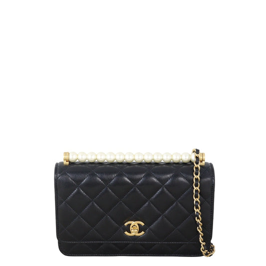 Chanel Chic Pearls Wallet on Handbag Quilted Black Crossbody Bag