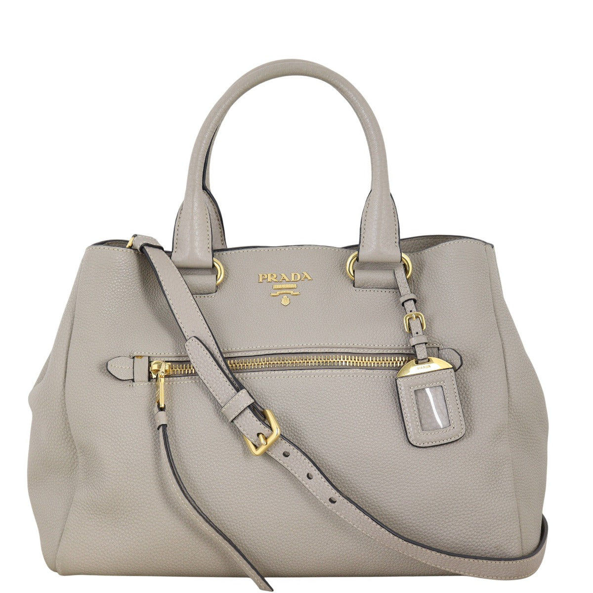 Prada Tote Bag Daino Satchel Vitello Gray Satchel Bag
