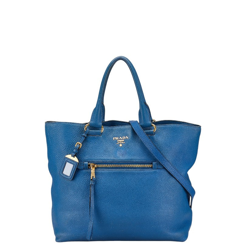 Prada 2Way Bag Leather Travel Bag 2Way Handbag Blue