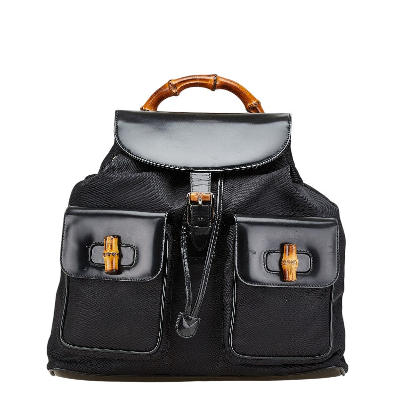 Gucci Bamboo Patent Backpack Leather Nylon