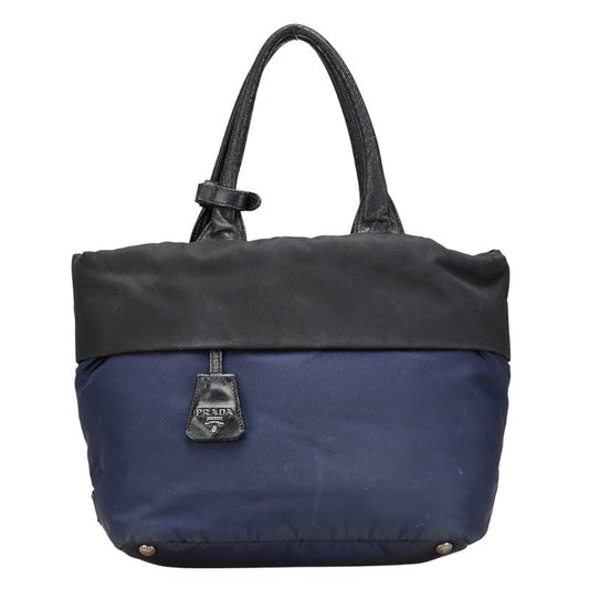 Prada Tessuto Double Handbag Leather Nylon Travel Bag