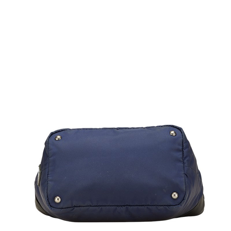Prada Tessuto Double Handbag Leather Nylon Travel Bag