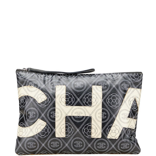 Chanel Coco Mark Camellia PVC Clutch Bag