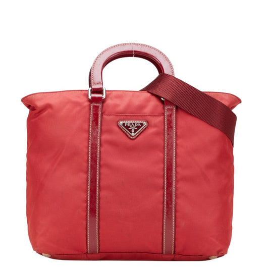 Prada Triangle Plate 2Way Bag Leather Nylon Logo Travel Bag 2Way Bag 4