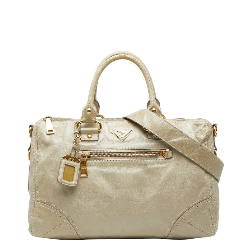 Prada Triangle Plate 2Way Bag Leather Logo Travel Bag 2Way Bag 1