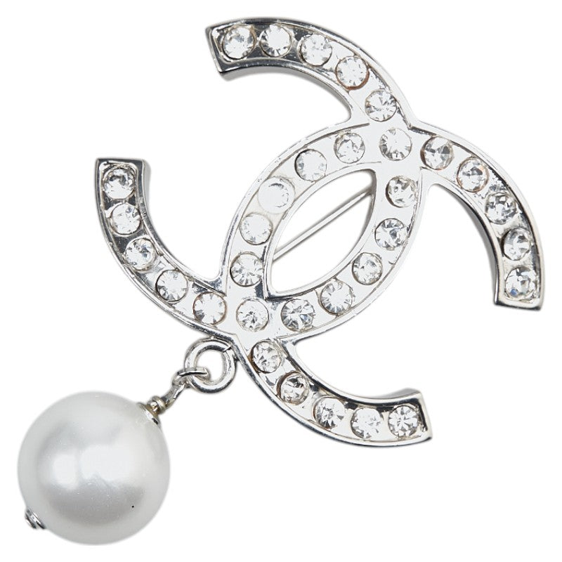 Chanel Metal Coco Mark Faux Pearl Brooch