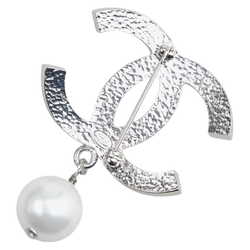 Chanel Metal Coco Mark Faux Pearl Brooch